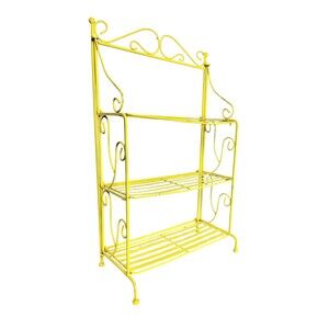 VTG 30s 40s Scroll Wrought Iron Three Shelf Patio Folding Bookcase Plant Stand